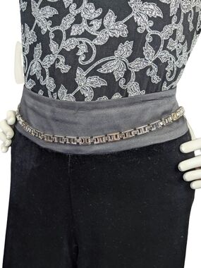 Silver Tone Disco Chain Belt Adjustable Geometric Link Fits 32"-38" Waists